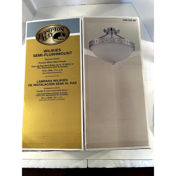 Ceiling Light Hampton Bay Wilikies Semi Flushmount Glass Shade - Picture 1 of 7